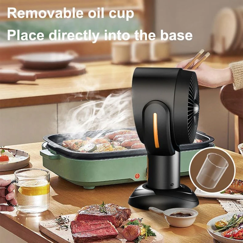 USB Charging High Suction Portable Desktop Range Hood Mini Kitchen Hood with 2 Gears and Oil Cup