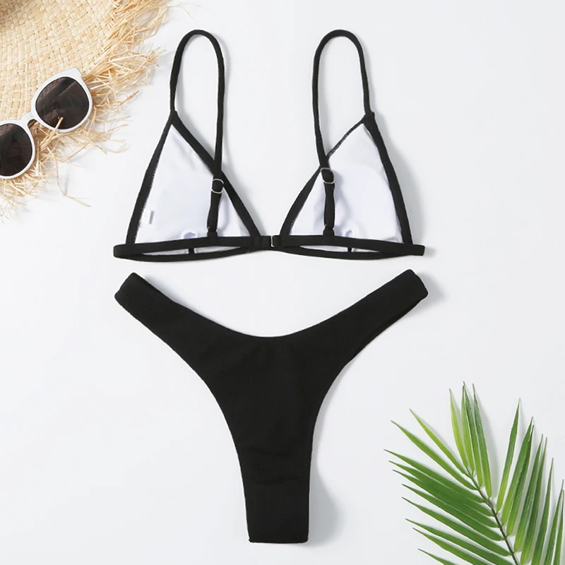 Hot 2pc Extreme Sheer Black Bikini Models In Photo Super Mini High Cut Swimwear