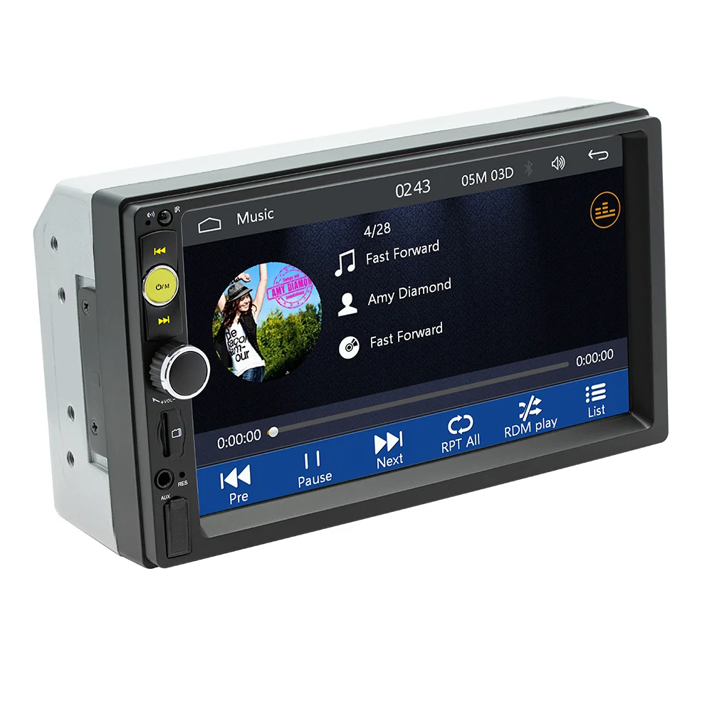 Hot selling 2 din 7inch touch screen colorful lights automotive multimedia with carplay android auto mp5
