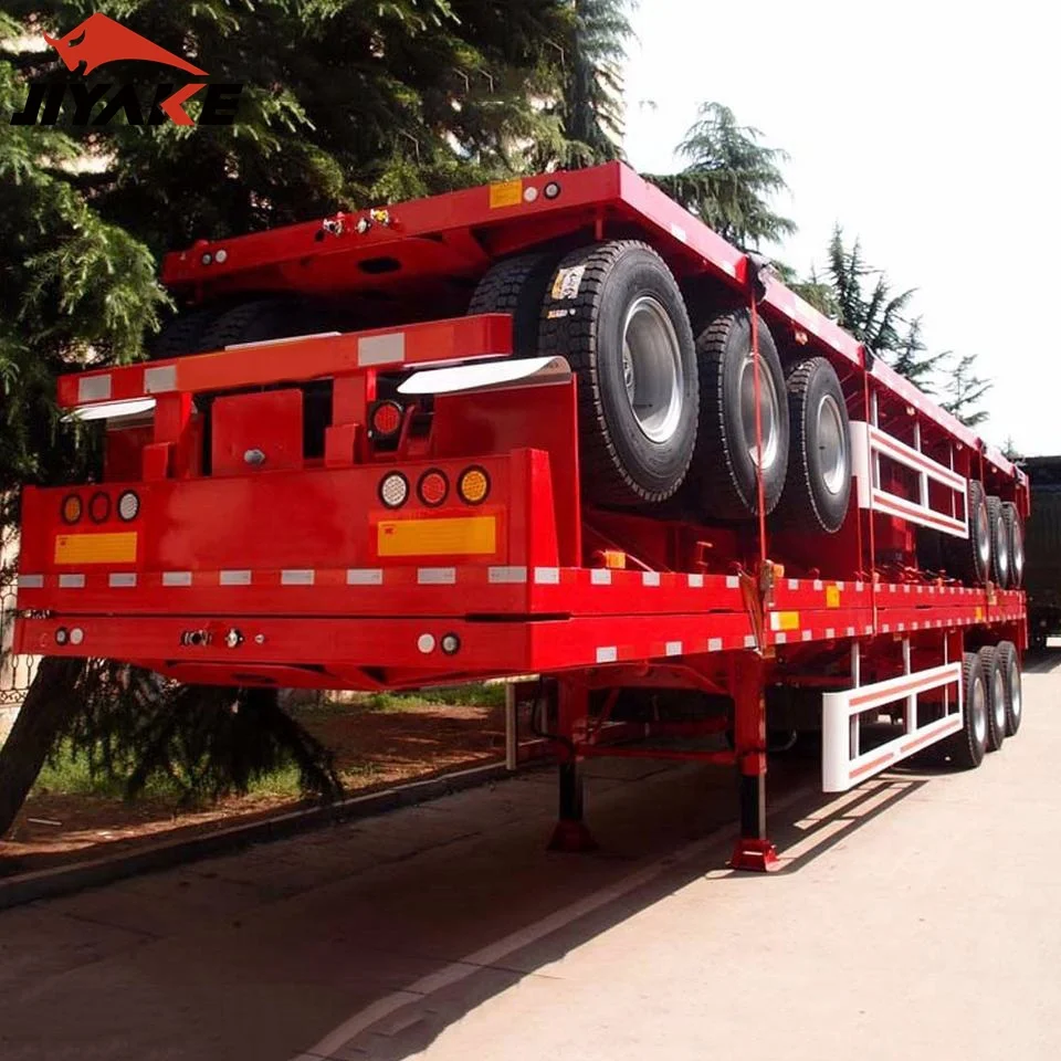 Manufacturer direct sale price cargo truck Triaxle Semi Container Flat Bed Trailer