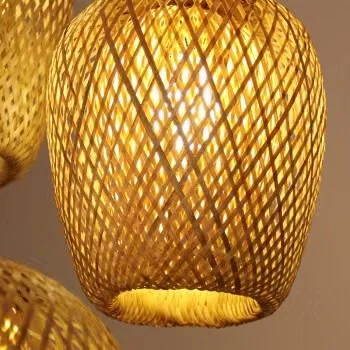 New Bamboo Wicker Rattan Wave Shade Pendant Light Hanging Ceiling Lamp Fixture Home Decor Lampshade