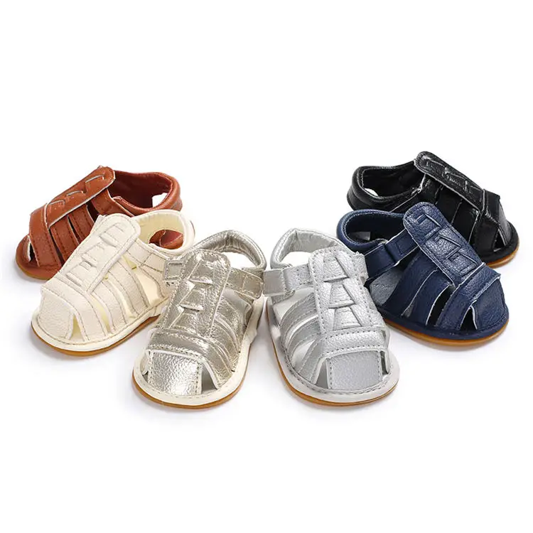 2022 hot sale Rubber sole PU leather summer Newborn boy baby sandals