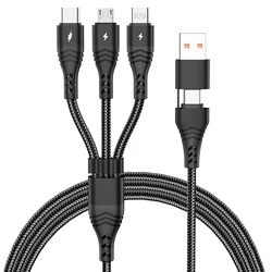 Factory Nylon Braided 6 in 1 USB C to USB C Cable Multi 3 in 2 Fast Charging Cable for iPads Laptop Tablets Phones