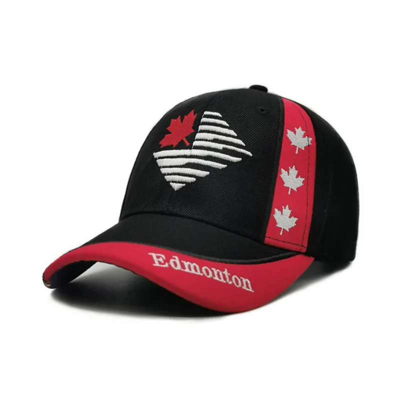 Wholesale Summer Outdoor Sports Cap Canada Flag Maple Leaf Design Custom Embroidered Baseball Cap For Men Women