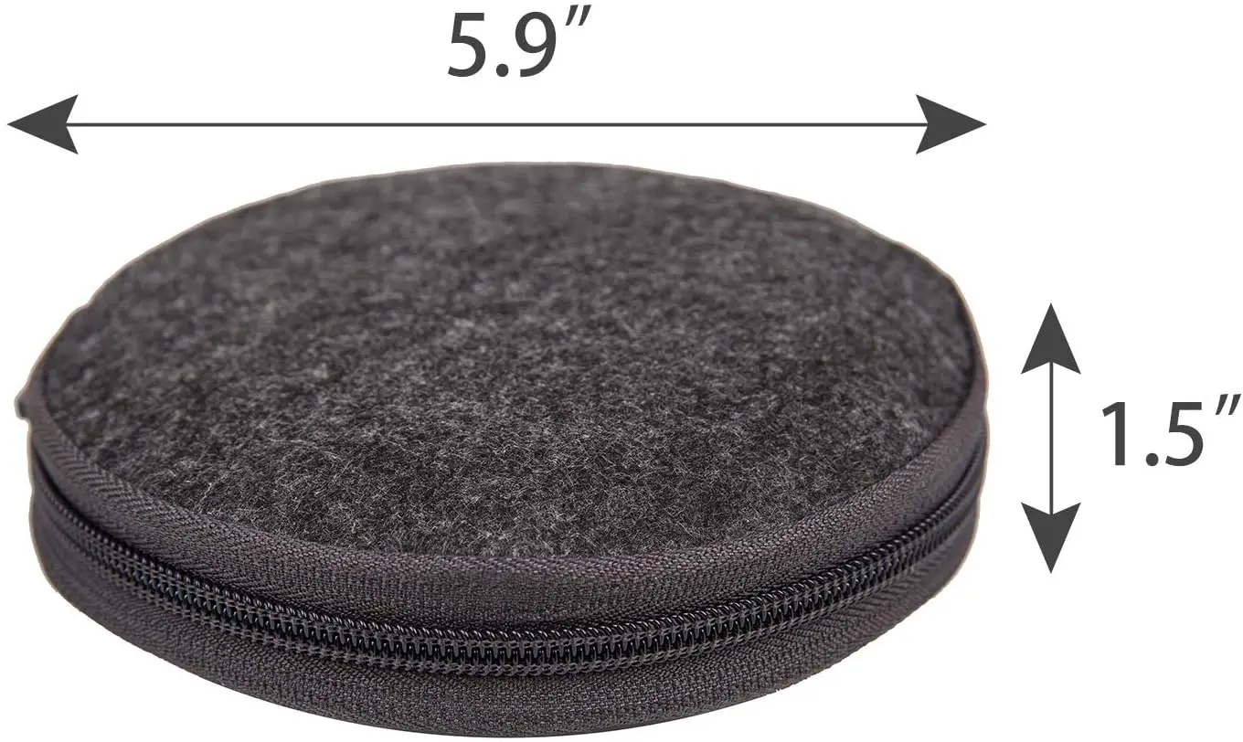 dark grey Round Felt Capacity CD Case DVD Storage Wallet