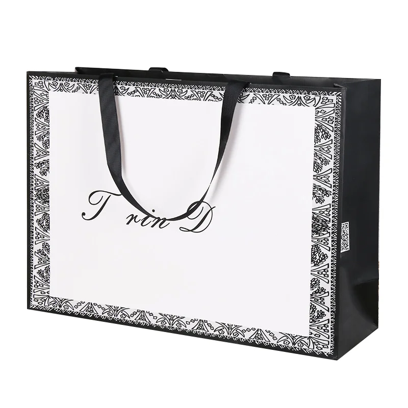 Hot Sale Brand Logo Luxury Black Shopping Paper Pouch Kraft Packing Manufacturers Wholesale Printed Custom Gift Bags