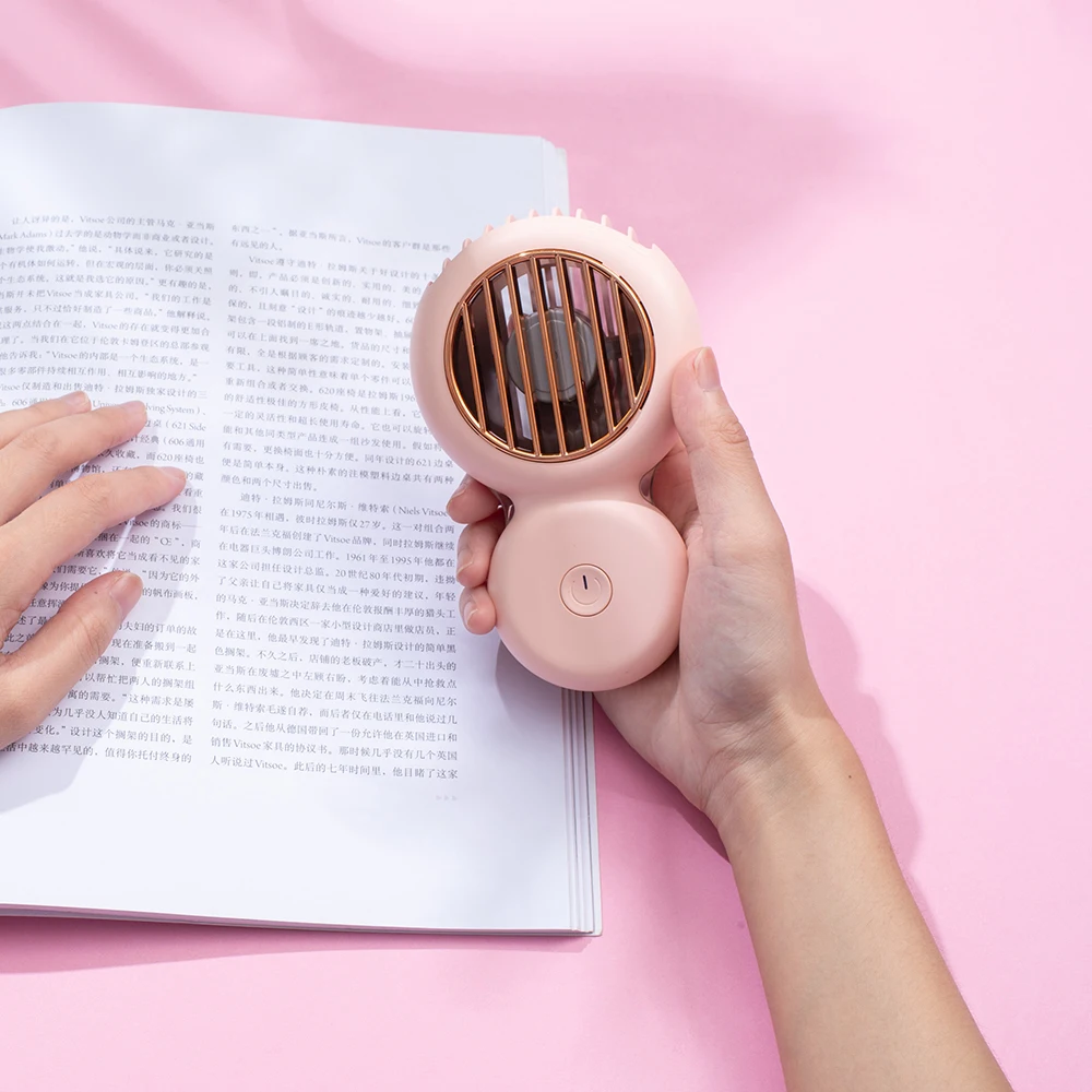 2022 cute bladeless mini Macaron ABS lanyard night light Low noise USB rechargeable handheld handy neck cordless portable fan