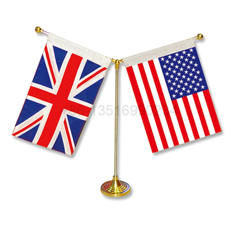 Custom desk top table small flags big advertising campaign banner different countries national flag with logo