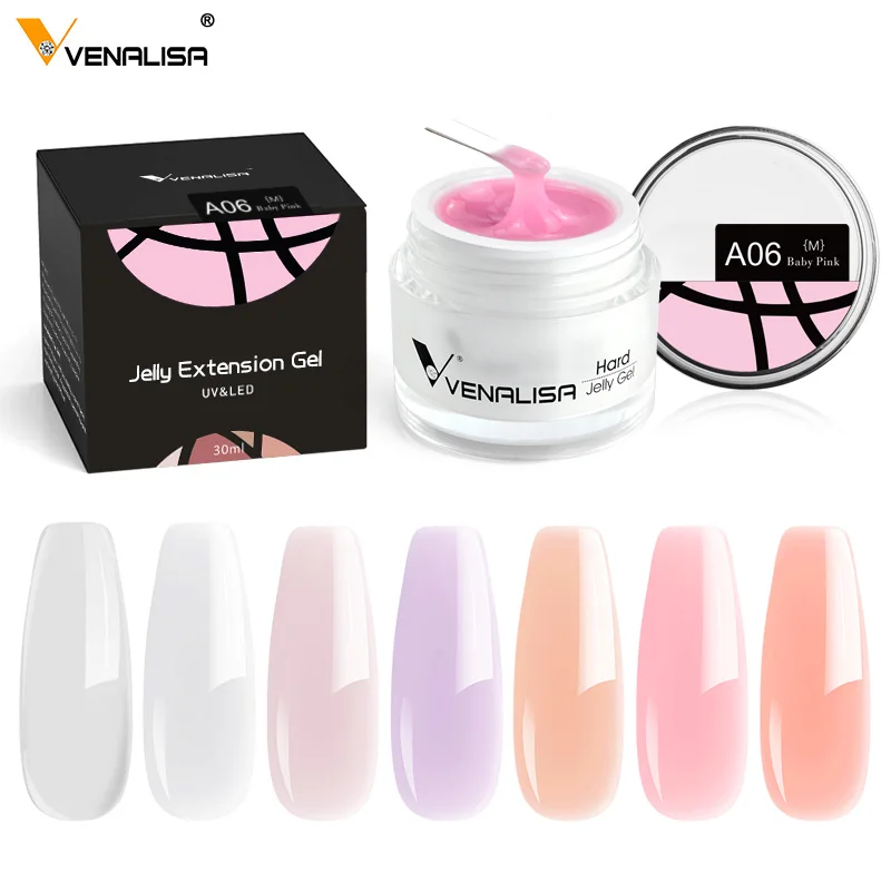 Venalisa 30ml Hard Jelly Extension Nail Gel 24 Color Nail Art Tip Design French Nails Pink Clear Natural Bunny Color Manicure