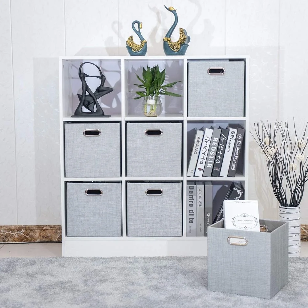 Storage Cubes Boxes Containers for Shelf Cabinet Bookcase Boxes,Thick  snow cloth Fabric Drawers,Sliver Grey