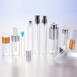 Customized Cosmetic Small Glass Vials Amber Transplant Sample Liquid Perfume Packaging Glass Vials With Dropper Sprayer