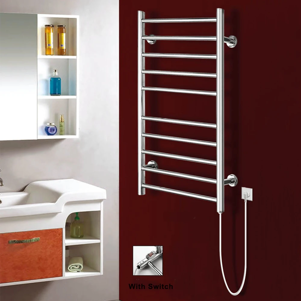 KTW109N10 High Quantity Ladder Style Polished Bathroom Electric Towel Rack