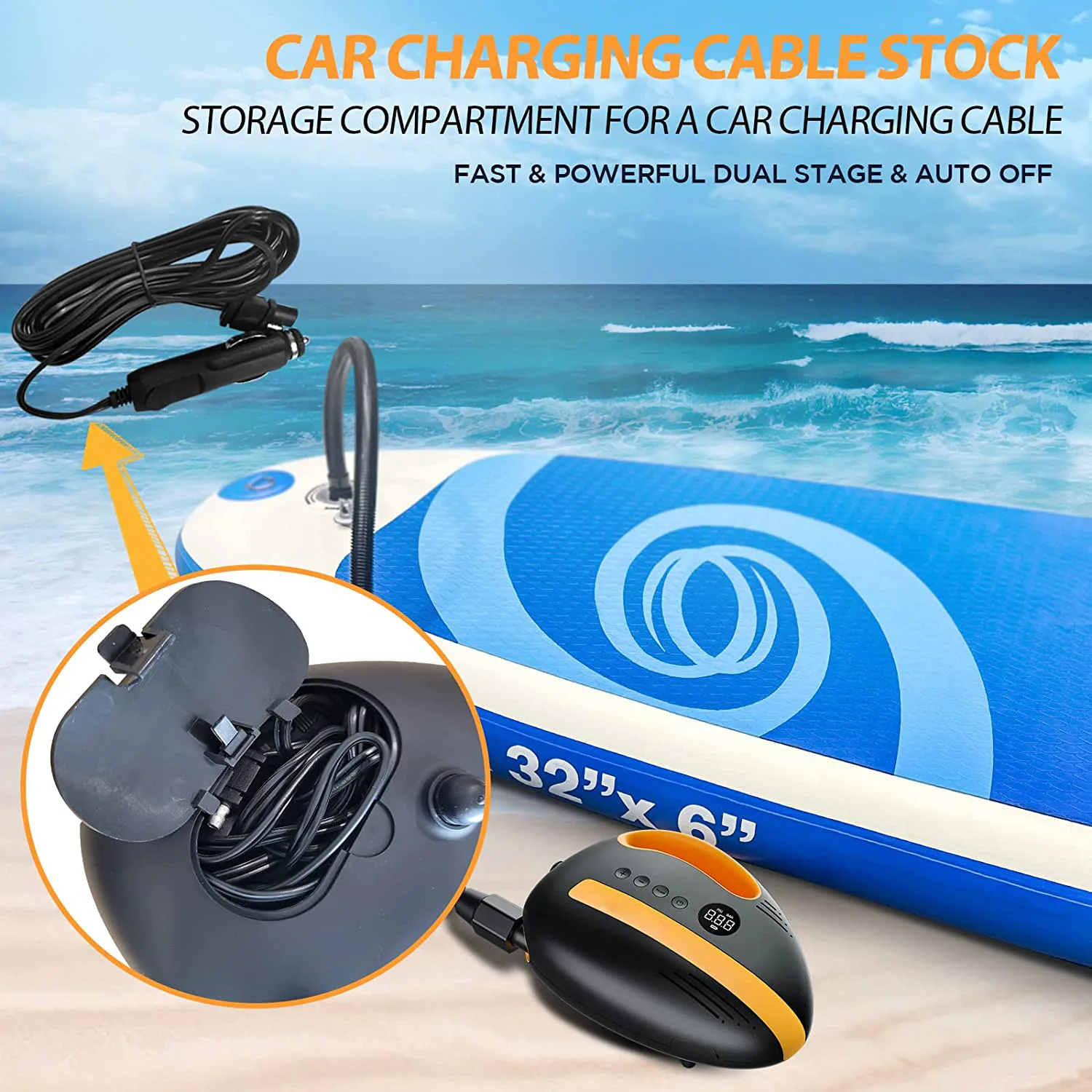 20psi Rechargeable Model SUP Electric Air Pump for SUP Kayak Inflatable boat Kite deflate Tent