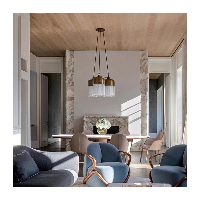 Modern American Style Hanging Lamp Glass Design Gold Pendant Light For Dining Living Room Bedroom Chandelier