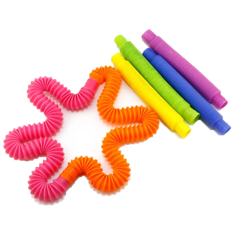 
Plastic Funny Educational Stress relief Fidget Pop Tubes Sensory Colorful Stretch Decompression Pipe Toys 