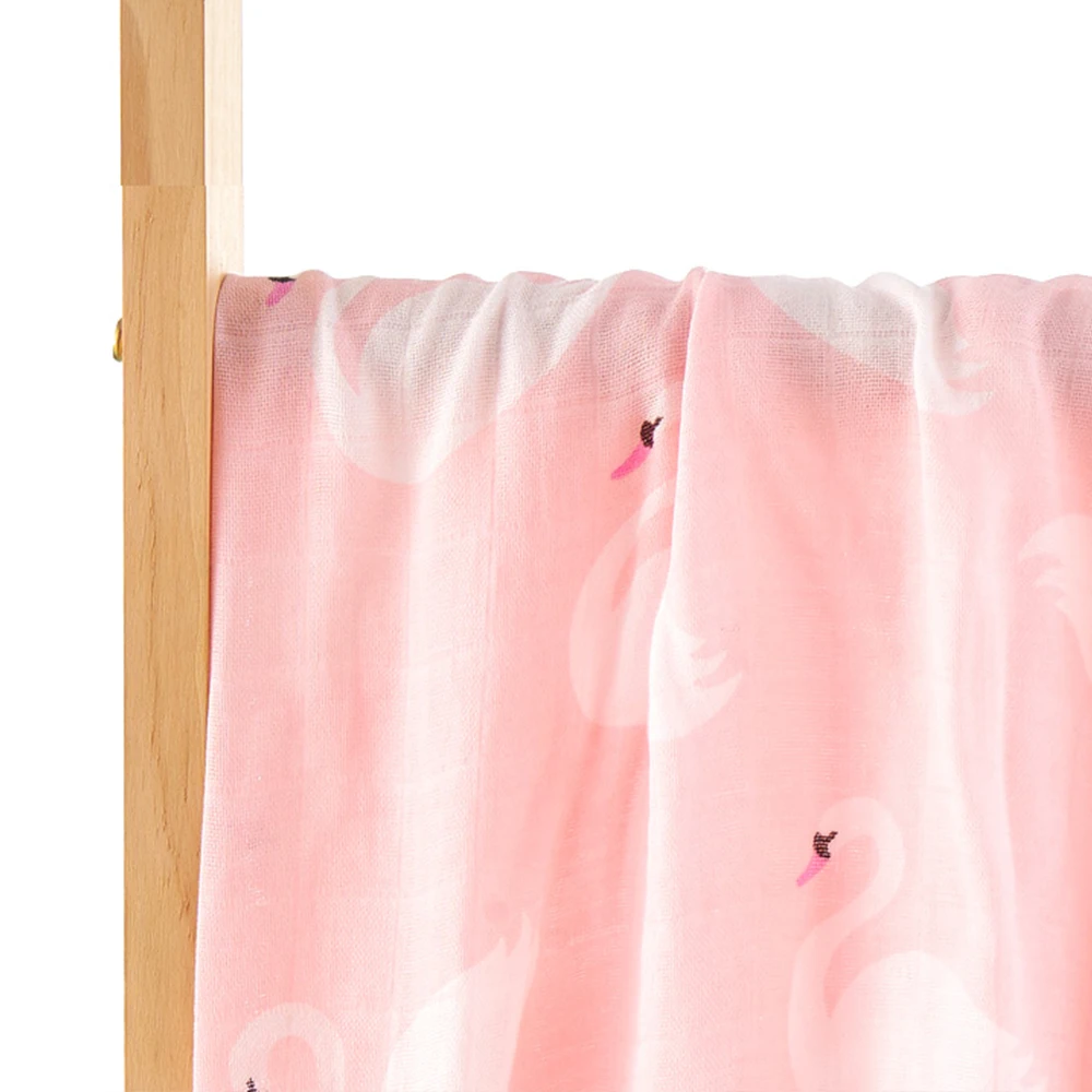 Happy Flute 2 Layers Bamboo Muslin Swaddle Blanket Muslin Gauze Ruffle Baby Swaddle Blanket ready to ship