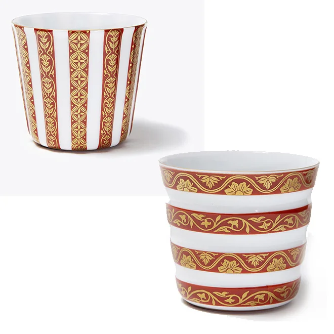 Japan Gold Patterns Stripe Multiple Usages Bonsai Vase Gift Tea Cup Porcelain