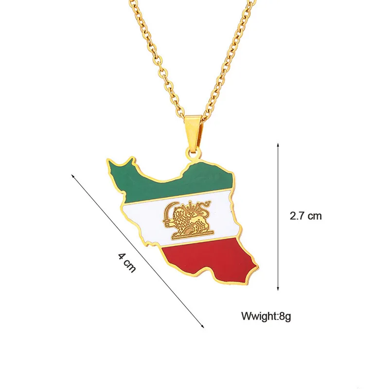 Blues wholesale world map necklace stainless steel enamel iran map necklace with oil for men necklace jewelry