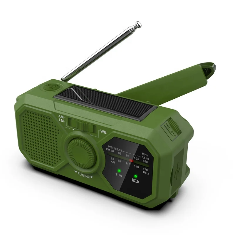 Portable FM Radio Solar Powered Hand Crank Dynamo AM Speaker with LED Flashlight Torch Mobile Phone Charging Outdoor Emergency