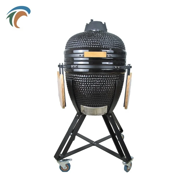 outdoor kitchen 18 inch black ceramic bbq charcoal grill kamado for garden