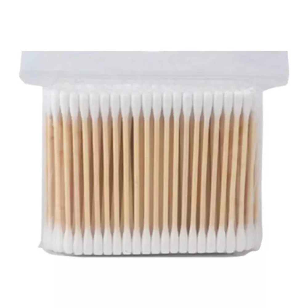 Customized Disposable Sterile Wooden Stick Cotton Swab for Daily Use spiral and pointed cotton swab