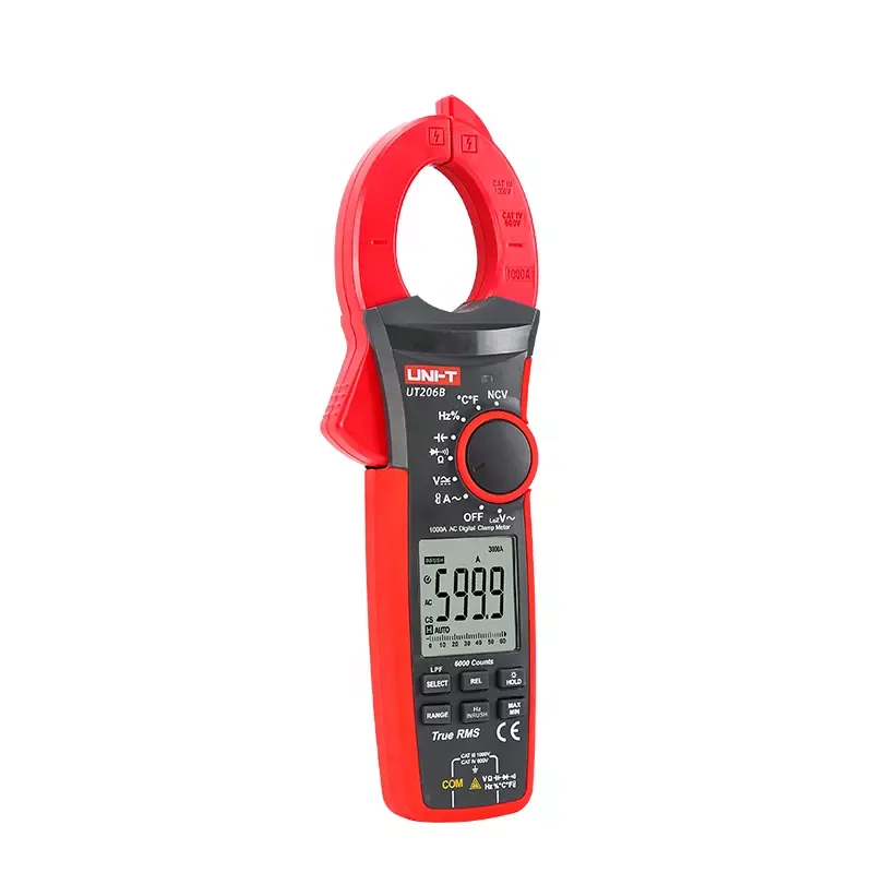 UNI-T UT206B 1000V True RMS Digital Multimeter 6000 Counts Clamp Tester  LED Screen Backlight Flashlight Display