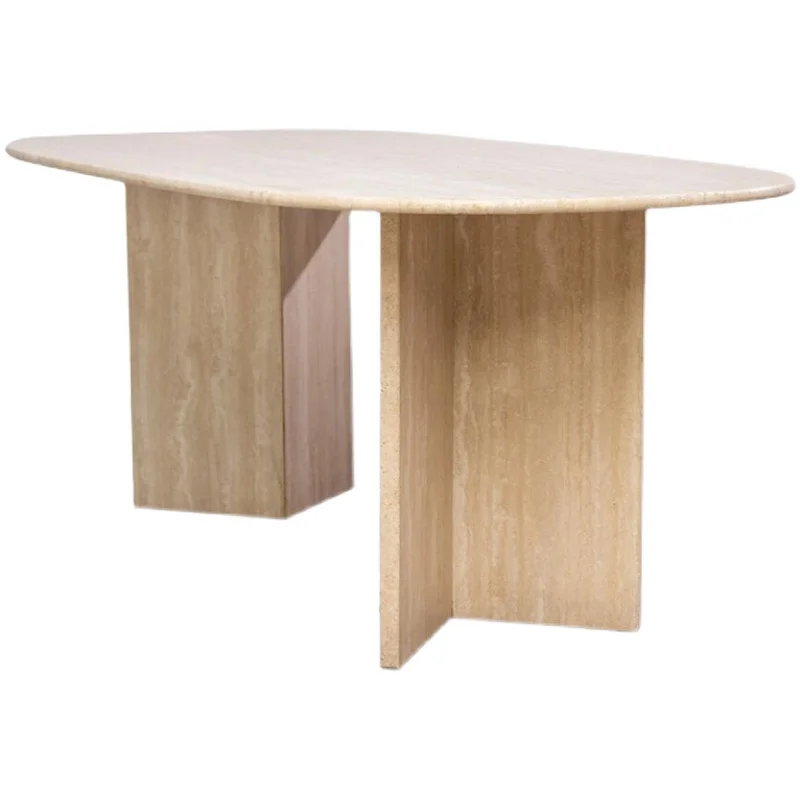 Hot selling natural marble rustic farmhouse small dining table modern furniture oval luxury 6 seat multi-person table