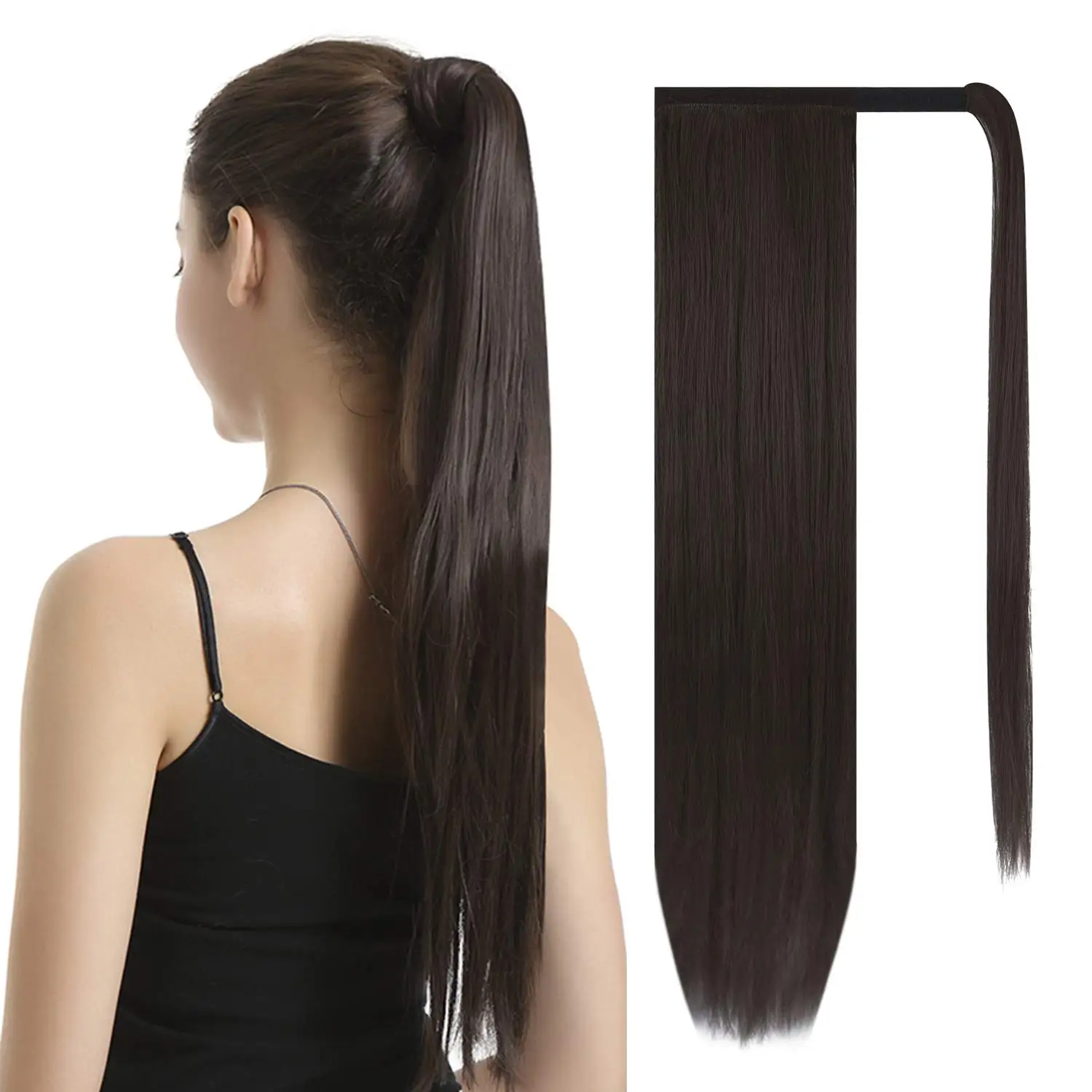 26 In Natural Ponytail Extension Long Straight Wrap Around Clip in Ponytail Hair Extensions Synthetic Hair Pony Tails Hairpieces