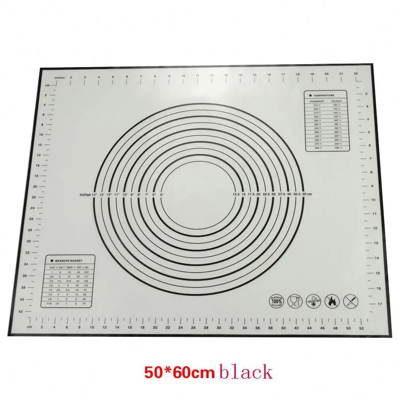 XL size 50x60cm nonstick nonslip silicone dough mat with measuring marks silicone dough rolling sheet for pie and pizza