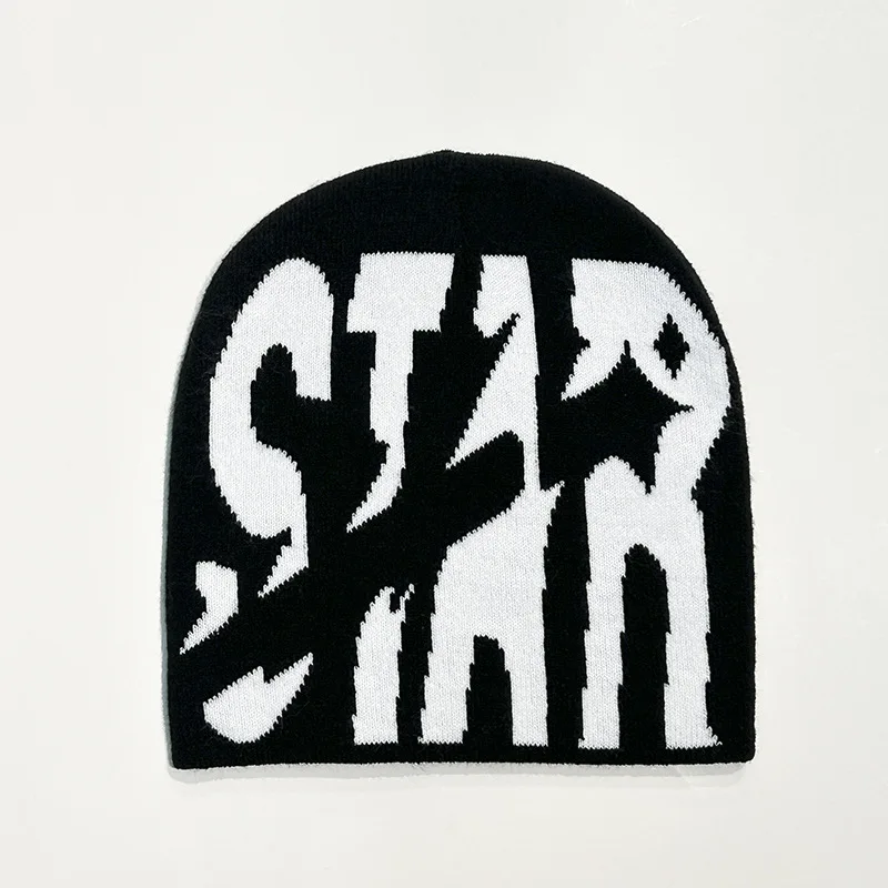 Words All Intarsia печать жаккардовые трикотажные зимние манжеты шапочки с пользовательским логотипом