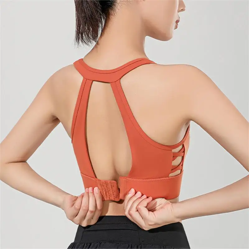 Customized women tight fit Sports Bra Sexy Open Back High Supportive Sports Bras Gym Bra Luxury Activewear