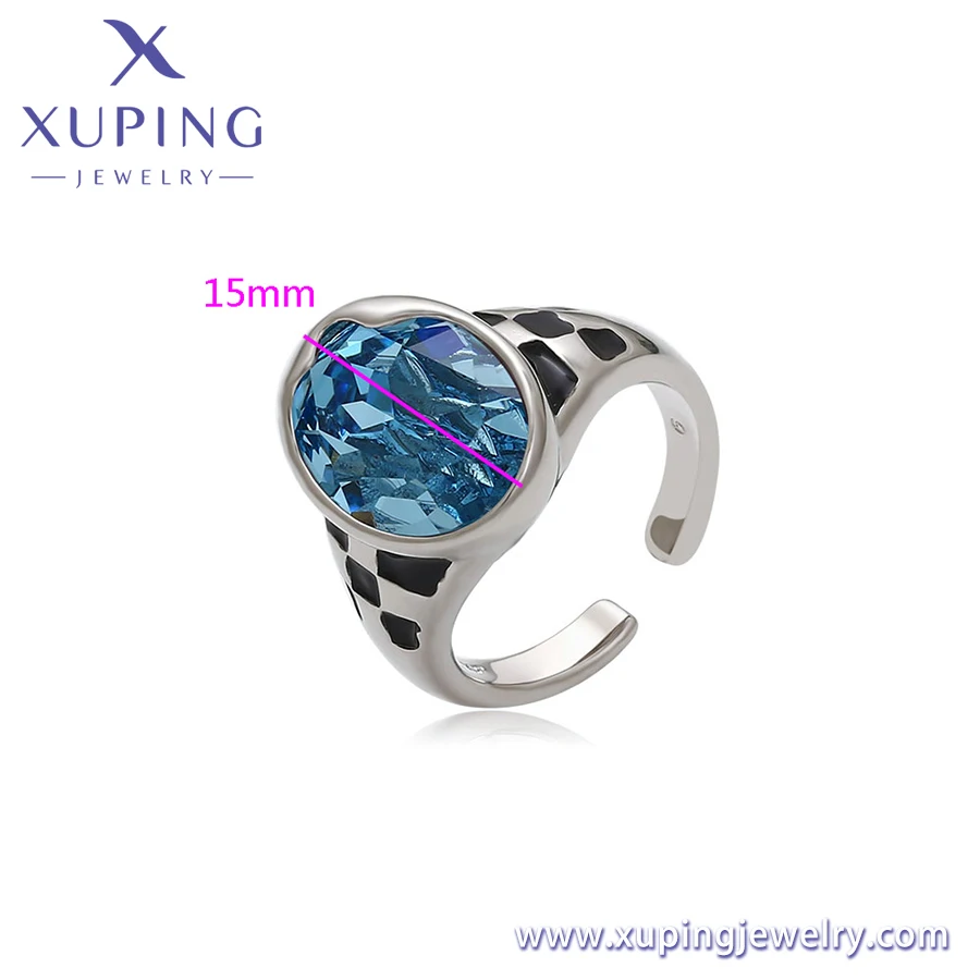 X000694022 Xuping Jewelry fashion ladies jewelry elegant luxury cool daily simple man unisex resizeable big blue crystal ring