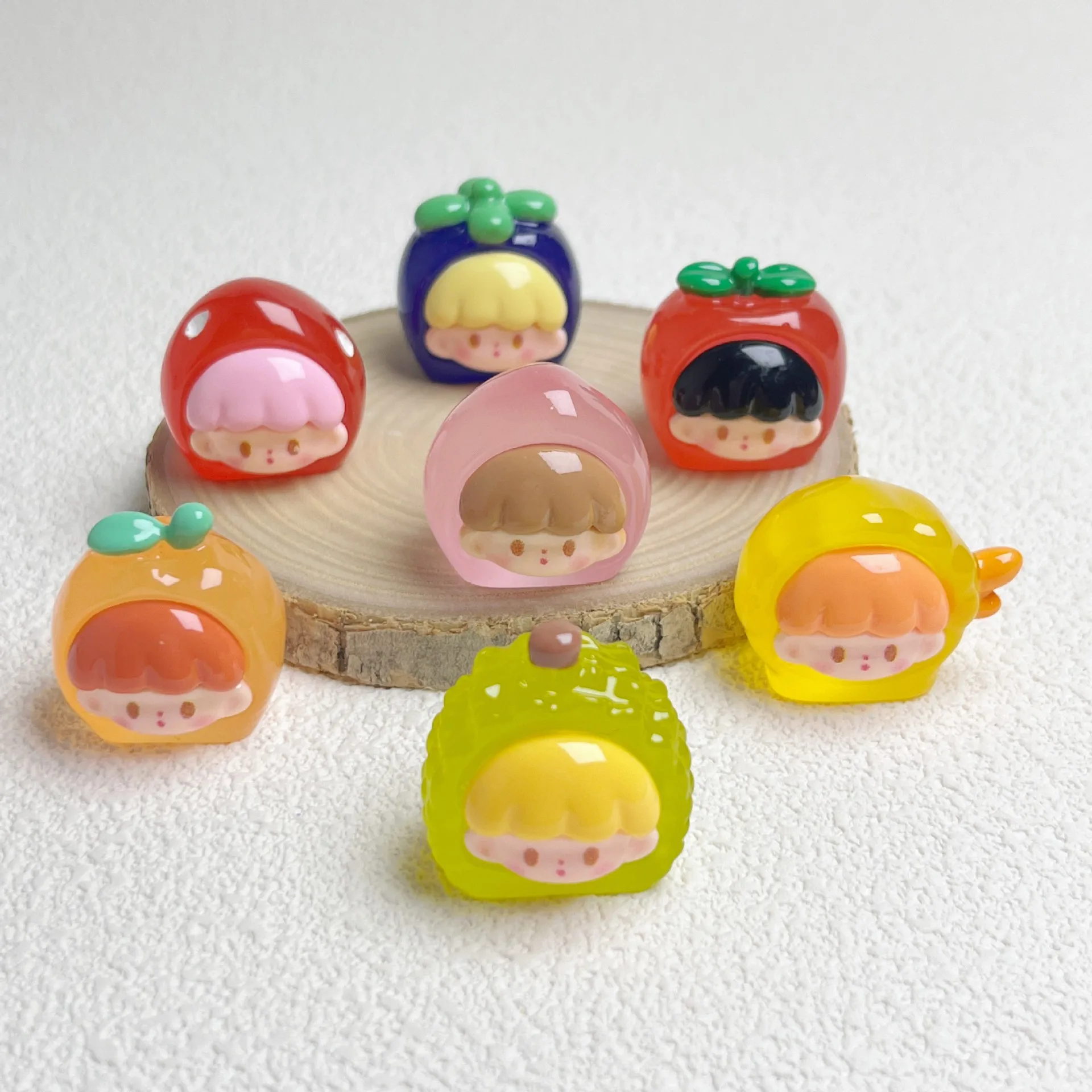 Cartoon Glow-In-The-Dark Fruit Resin DIY Jewelry Accessories Blind Bag Key Chain Decoration Acrylic Charms