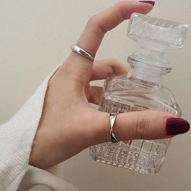 High Quality Silver Ladies 925 Sterling Silver Simple Ladies Ring Set Wedding Jewelry