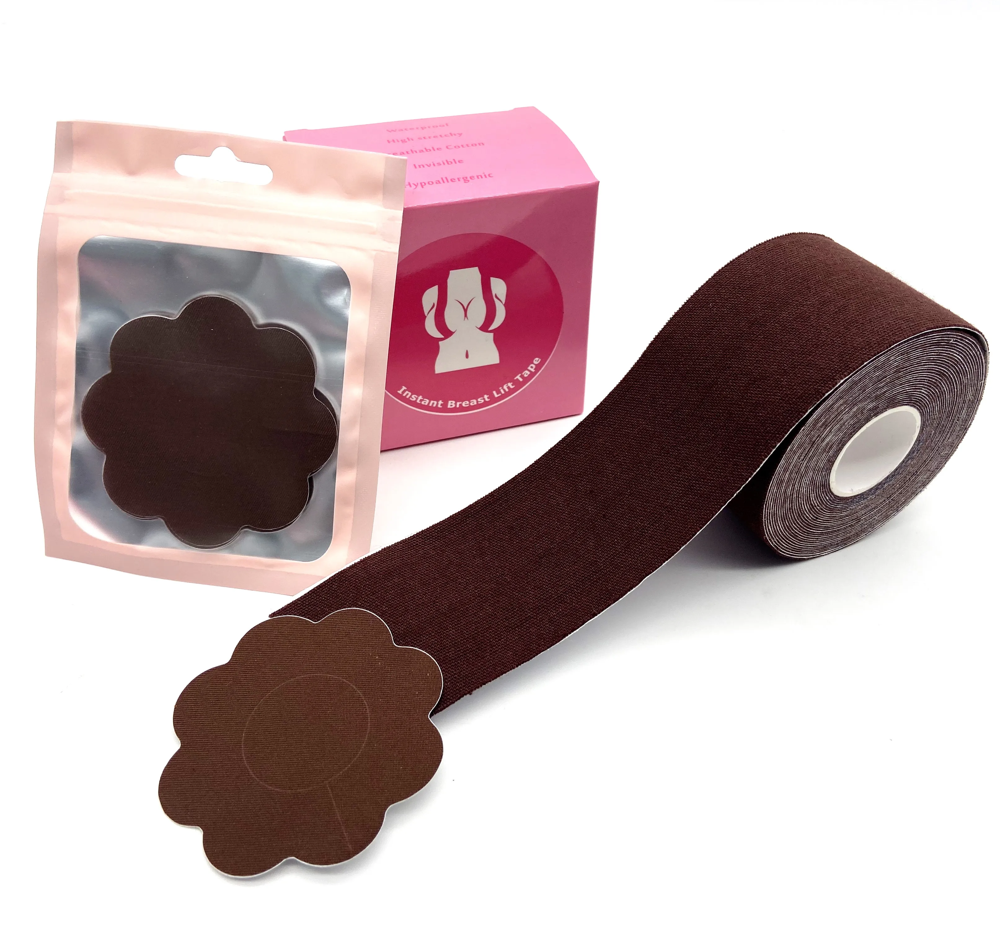 Latex Free Painless Tan Friendly Waterproof Boob Tape Invisible Instant Uplift  Breast Tape With Custom Pasties As A Set