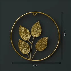 Nordic creative golden ginkgo leaf living room wall hanging free perforated wall pendant decoration