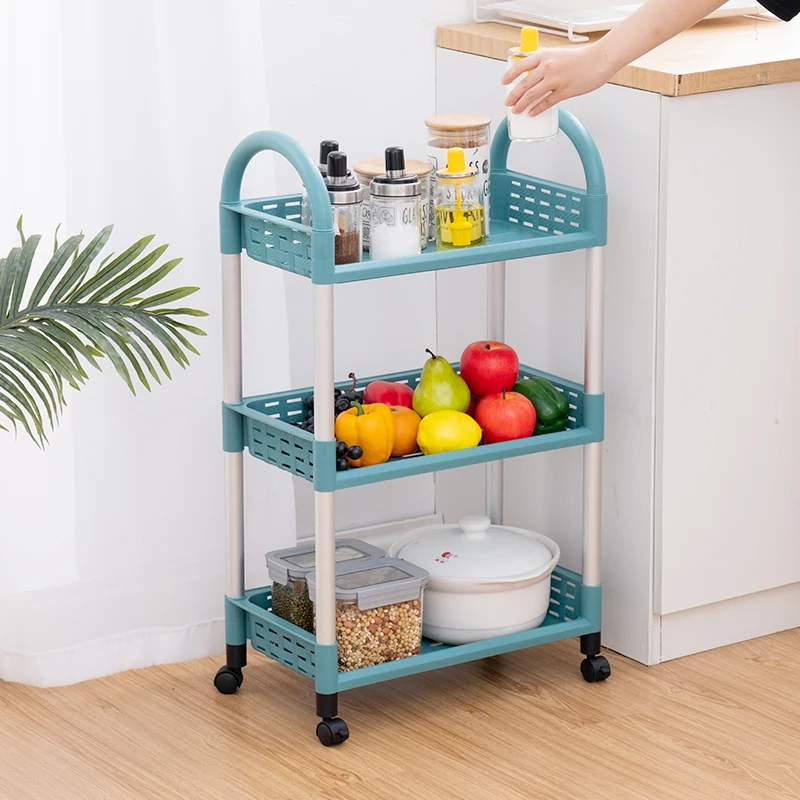 Rugged universal wheel movable multi-layer storage shelving household storage