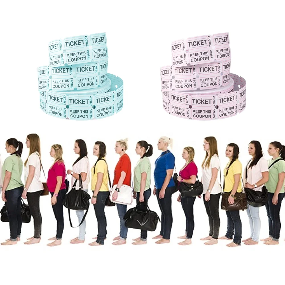 
4 Colors Assorted Pack of 8000 Tickets 2x2 inch Double Coupon Tickets Raffle Tickets 