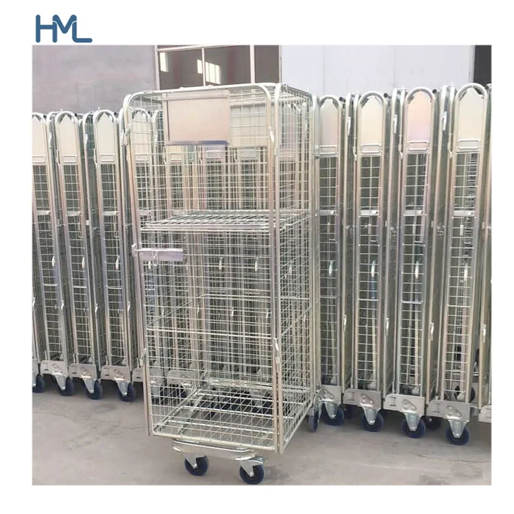 Складная прочная защитная тележка из металлической проволочной сетки для Логистического Склада