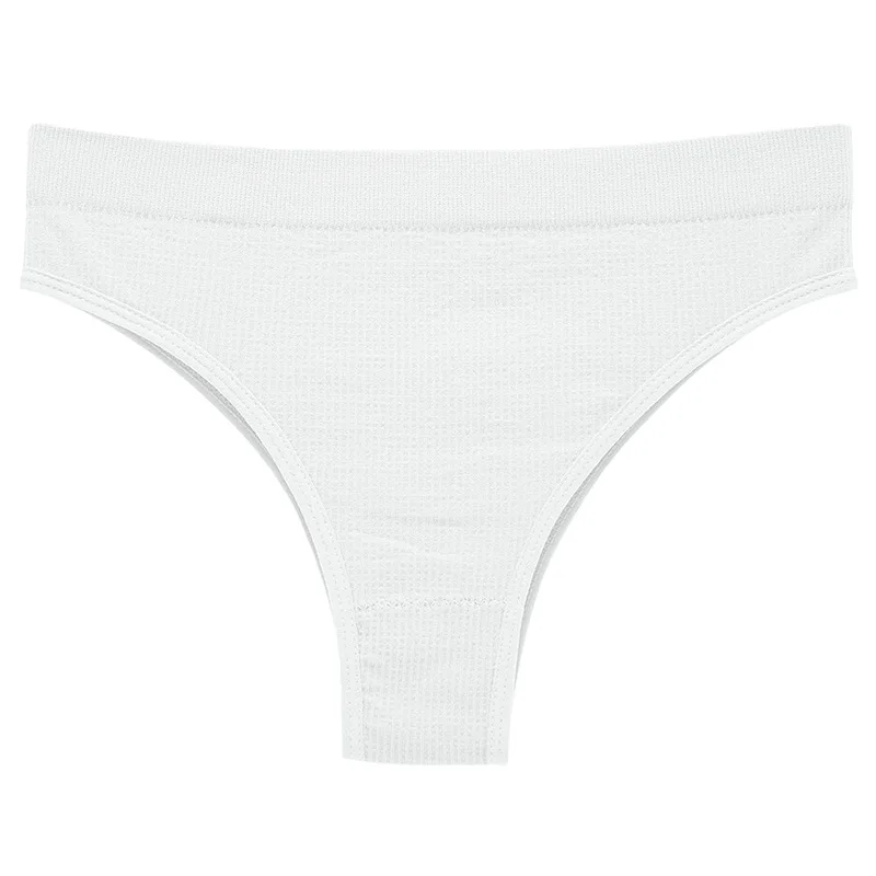 Custom 2024 T-string women's seamless large size women's sports underwear solid color mid-waist sexy underwear