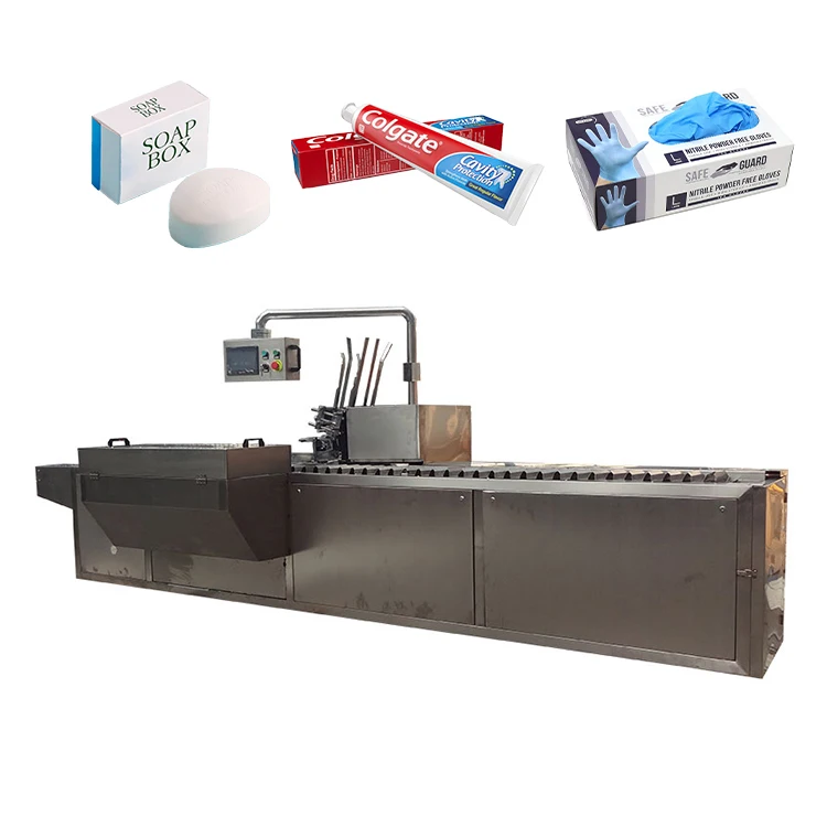 Auto Condom Cartoning Machine Box Tea Toothbrush Mask Packaging Machine With Seal Wide