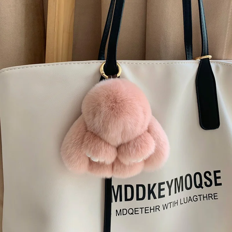 High Quality Lovely Animal Key Chains Cute Plush Bunny Fur Keychain