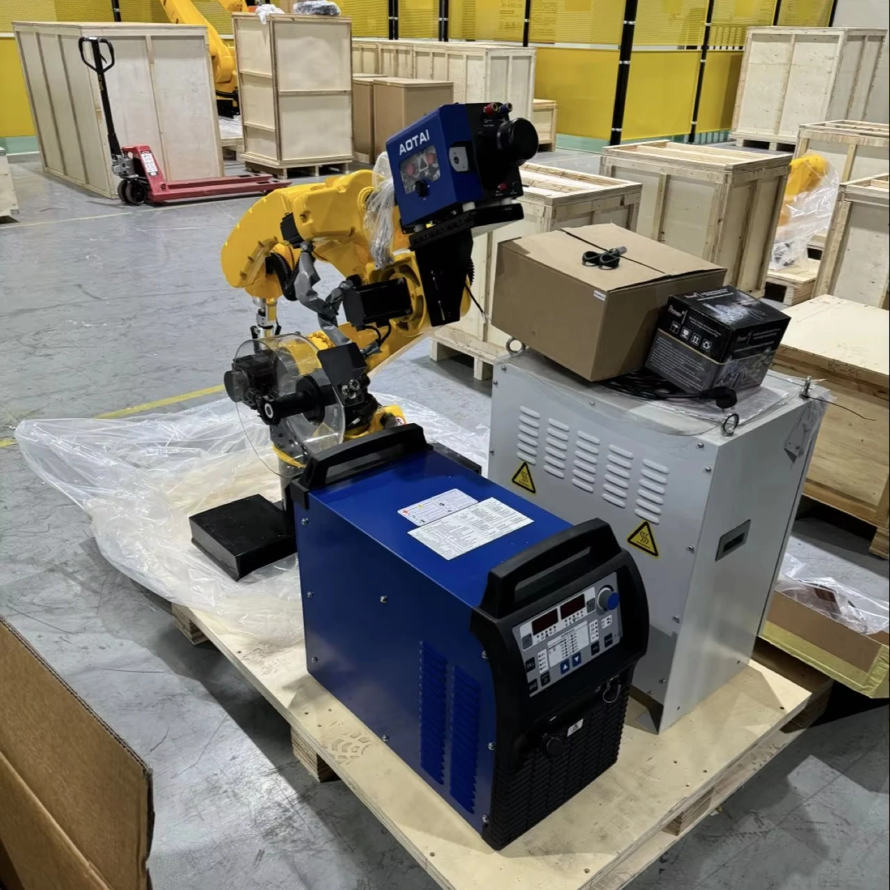 Peitian Welding Robot Workstation with Welder 350 Welding Torch Wire Feeder Positioner