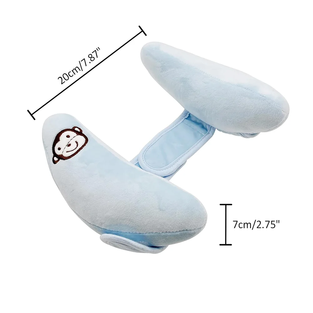 Adjustable U-Shape Child Car Seat Head Neck Support Safe Travel Stroller Soft Monkey Embroidery Pillow Cushion Car for Kids