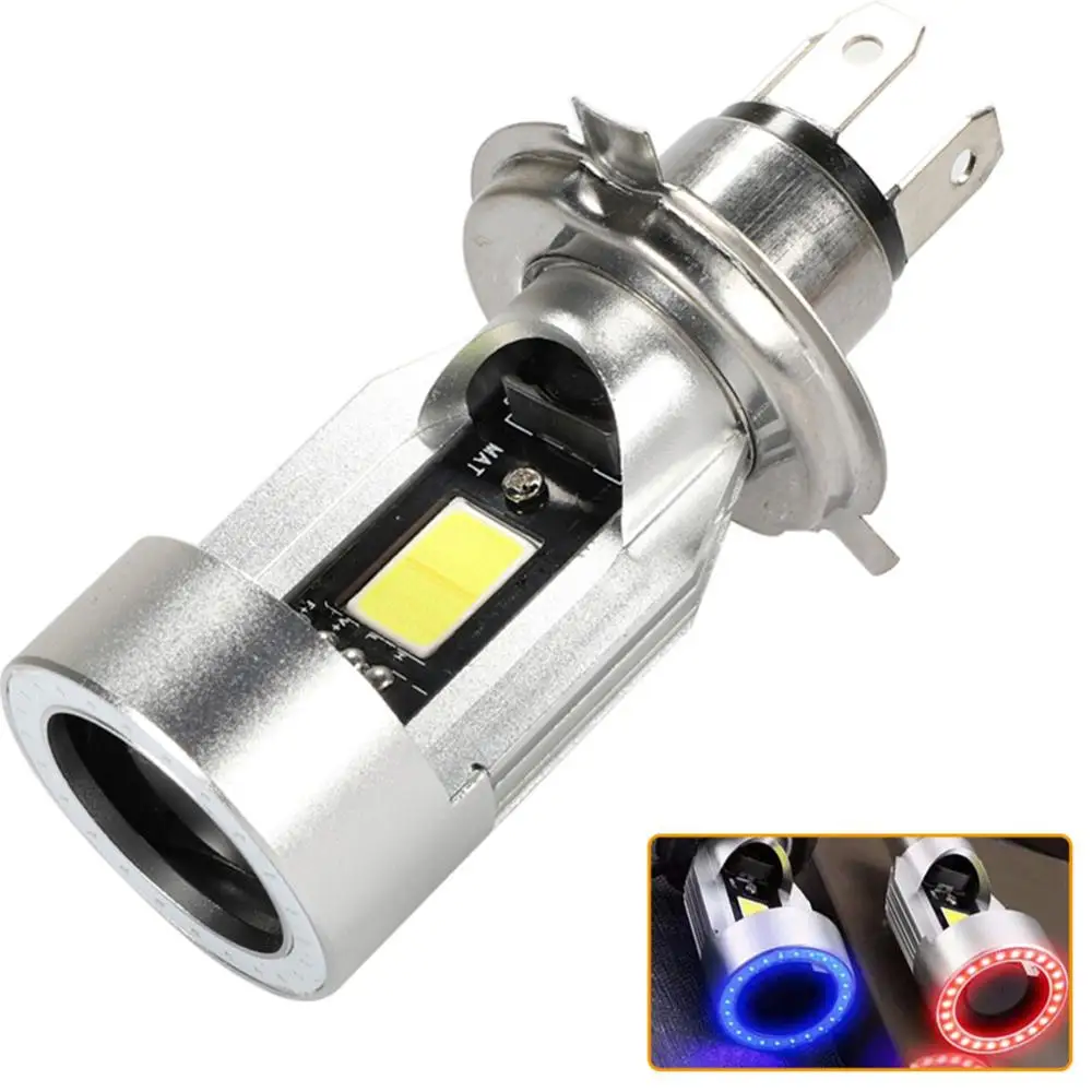 1Pc Angel eye 30W H4 LED Motorcycle Headlight Ba20d HS1 H6 Scooter Motorbike Headlamp Light Bulb DRL Accessories 12V-80V