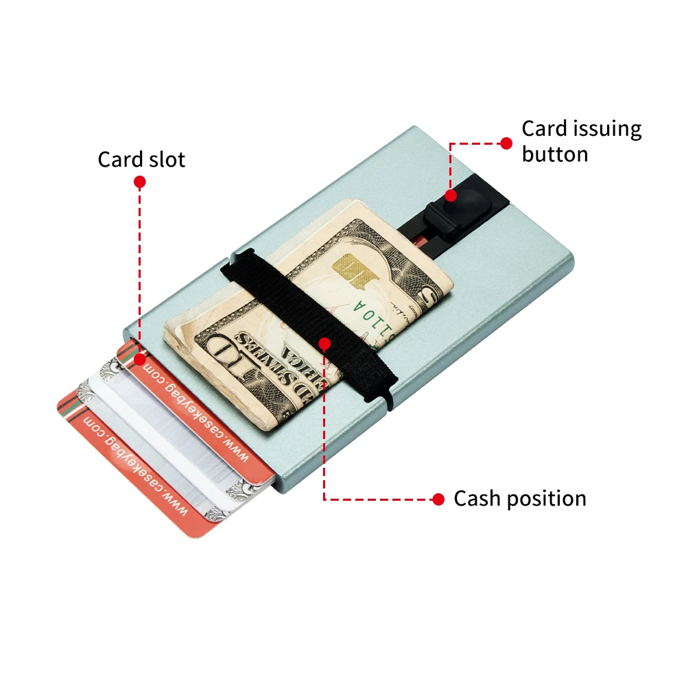 Dropshipping Slim Automatic Stainless Steel Credit Card Box Wallet Tarjetero De Aluminio RFID Secure Pop Up Aluminum Card Holder