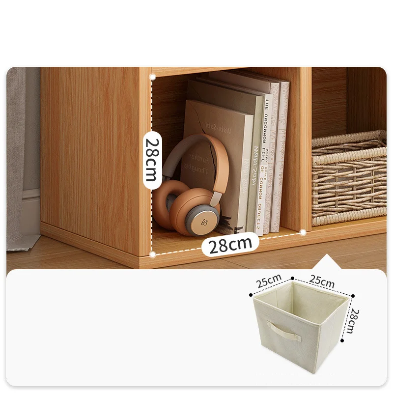 Wooden Bookcase Partition Wall Cabinet Separation Bookshelf with Open Cubbies Free Standing Storage Unit Storage Cabinet
