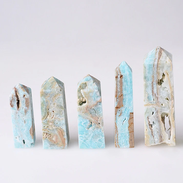 High Quality Natural Gemstone Moss Agate Point Crystal Geode Large Tower For Healing Decoration