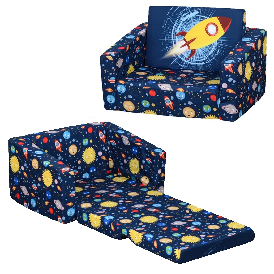 Современный раскладной детский диван 2-в-1 из мягкой ткани