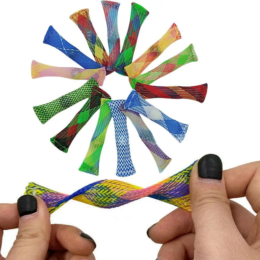 Оптовая продажа 2021 тканая сетка трубка с мраморная бусина декомпрессия и терпеливая игрушка Детская сжимающая вентиляция Непоседа игрушки мраморные